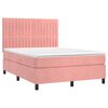 vidaXL Boxspring met matras en LED fluweel roze 140x200 cm