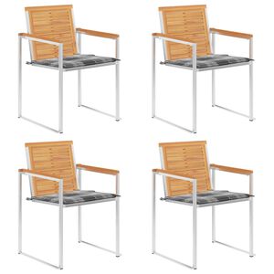 vidaXL Tuinstoelen 4 st met kussens massief teakhout