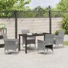 vidaXL Tuin eettafelset met kussen 5 pcs Grijs poly rattan