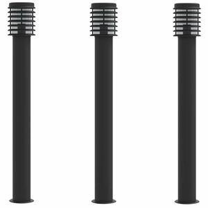 vidaXL Vloerlamp voor buiten 3 st 110 cm roestvrijstaal zwart