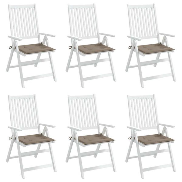 vidaXL Tuinstoelkussens 6 st 40x40x4 cm oxford stof taupe