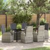 vidaXL Tuin eettafelset met kussen 7 pcs Grijs poly rattan