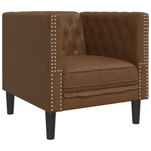 vidaXL Fauteuil Chesterfield-stijl kunstsu&egrave;de bruin