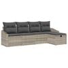 vidaXL Bankstel met kussen met opslag 5 pcs Lichtgrijs poly rattan