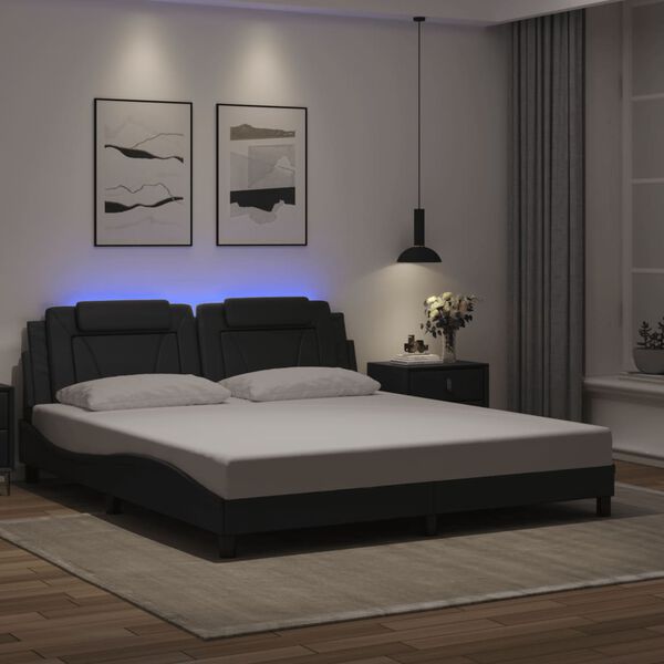 vidaXL Bedframe "Viana" met LED zonder matras zwart 180x200 cm