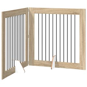 vidaXL Opvouwbaar hondenhek met standaards 2 st Sonoma Eiken 200,5 cm