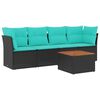 vidaXL 5-delige Loungeset met kussens poly rattan zwart