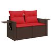 vidaXL 5-delige Loungeset met kussens poly rattan bruin