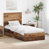 vidaXL Bedframe met hoofdeinde Oudhout 90 x 200 cm Bewerkt hout