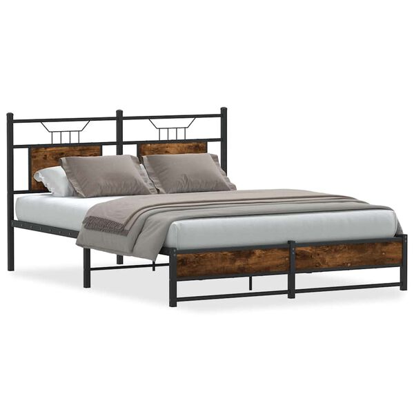 vidaXL Bedframe zonder matras hout gerookt eikenkleurig 137x190 cm