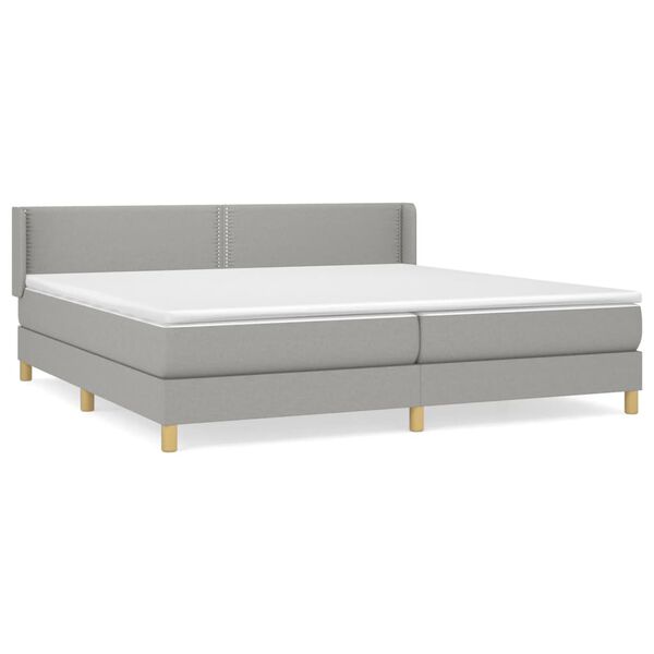 vidaXL Boxspring met matras stof lichtgrijs 200x200 cm