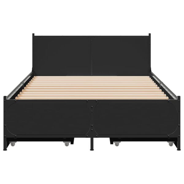 vidaXL Bedframe met lades bewerkt hout zwart 75x190 cm