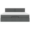 vidaXL Bed poef met matras en LED's 180x200 cm stof donkergrijs