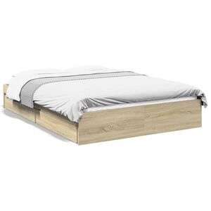 vidaXL Bedframe met lades bewerkt hout sonoma eikenkleurig 120x190 cm