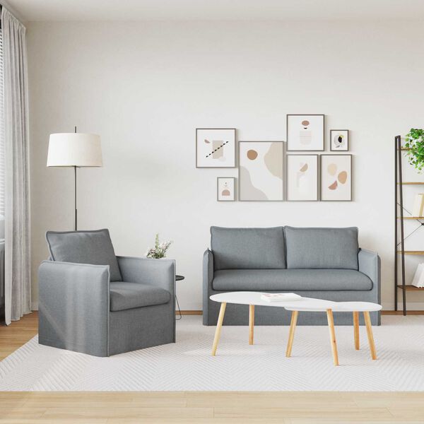 vidaXL Bank 2 pcs Lichtgrijs 196 x 82 x 85 cm Stof