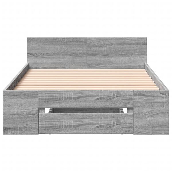 vidaXL Bedframe met lade bewerkt hout grijs sonoma eiken 90x200 cm