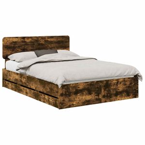 vidaXL Bedframe met lade Gerookte Eik 150 x 200 cm Geconstrueerd hout