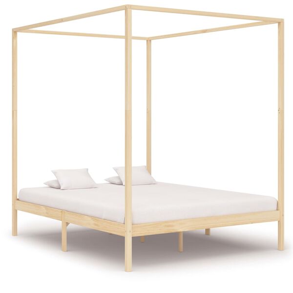vidaXL Hemelbedframe met 2 lades massief grenenhout 160x200 cm