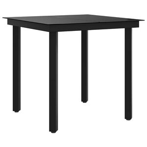 vidaXL Tuintafel 80x80x74 cm staal en glas zwart