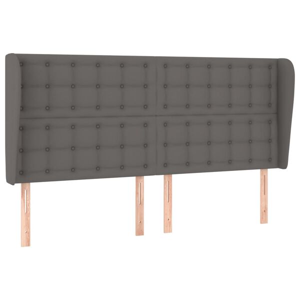 vidaXL Hoofdbord met randen 163x23x118/128 cm kunstleer grijs
