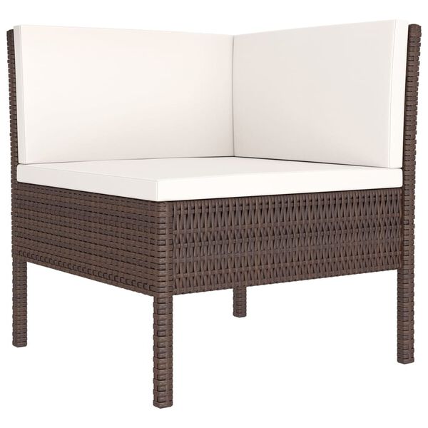 vidaXL 6-delige Loungeset met kussens poly rattan bruin