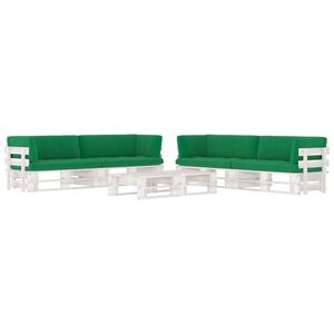 vidaXL 6-delige Loungeset pallet met kussens wit ge&iuml;mpregneerd hout