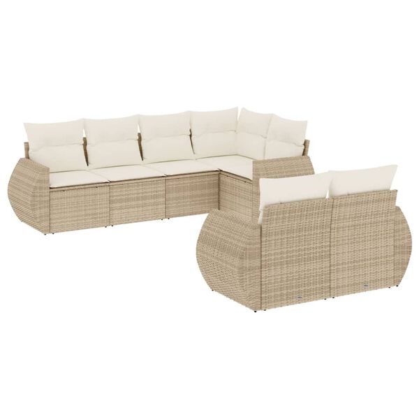 vidaXL 7-delige Loungeset met kussens poly rattan beige