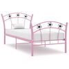 vidaXL Bedframe met voetbaldesign metaal roze 90x200 cm