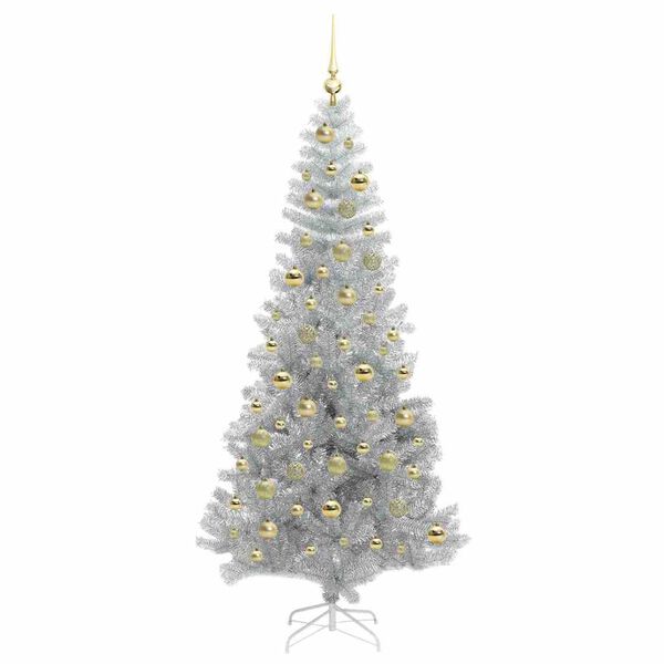 vidaXL Kerstboom met 300 LED met standaard Zilver 210 cm PET