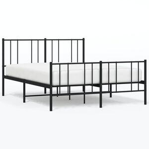 vidaXL Bedframe met voetbord zonder matras metaal zwart 160x200 cm