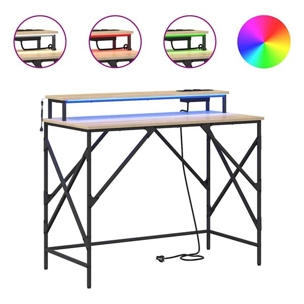 vidaXL Bureau met plank Sonoma Eiken 100 x 50 x 86,5 cm Bewerkt hout