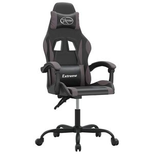 vidaXL Gamestoel kunstleer zwart en grijs