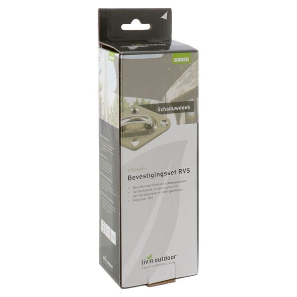 Livin'outdoor Bevestigingsset driehoekig schaduwdoek roestvrij staal