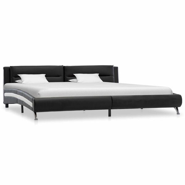 vidaXL Bedframe met hoofdeinde Zwart 160 x 200 cm Nep Leer
