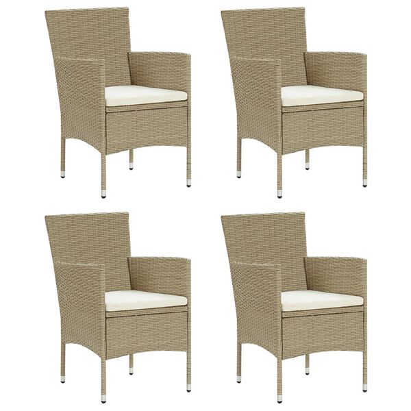 vidaXL 5-delige Tuinset met kussens poly rattan beige