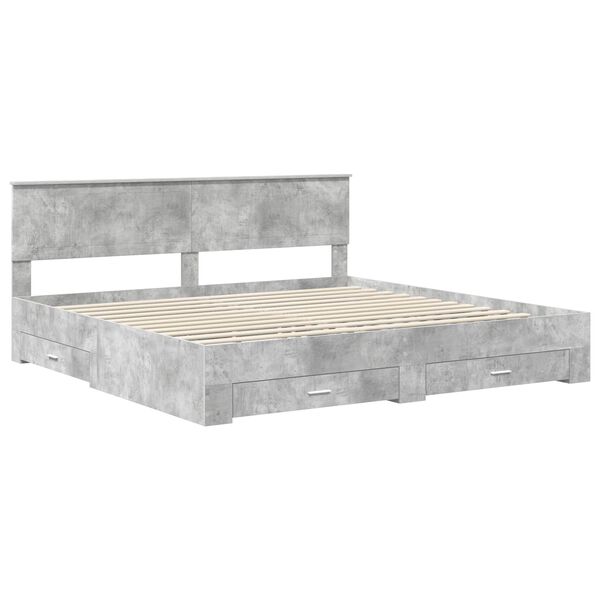 vidaXL Bedframe met hoofdeinde Beton Grijs 200 x 200 cm Bewerkt hout