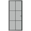vidaXL Binnendeur 93x201,5 cm matglas en aluminium zwart