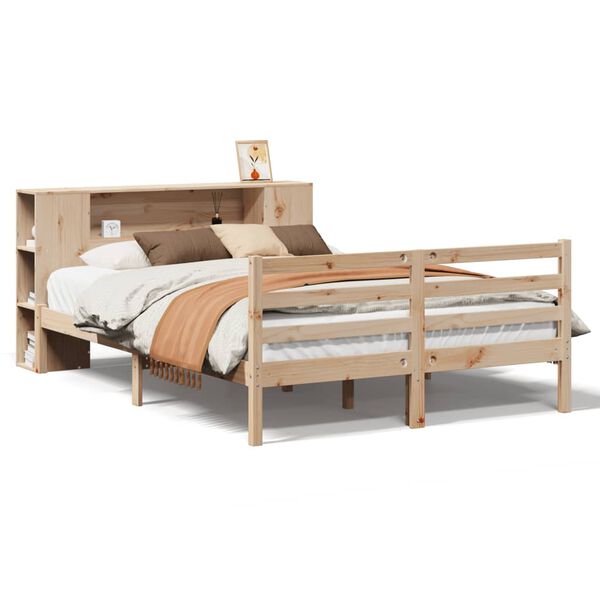 vidaXL Bed met boekenkast zonder matras massief grenenhout 120x190 cm