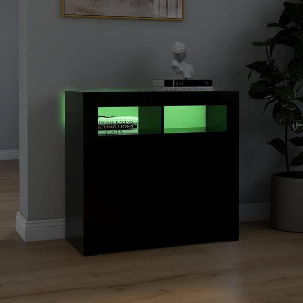 vidaXL Dressoir met LED-verlichting 80x35x75 cm zwart