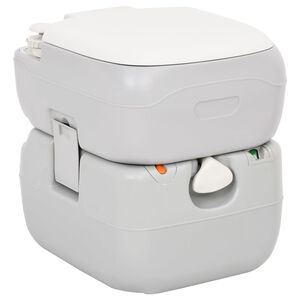 vidaXL Campingtoilet draagbaar 22+12 L HDPE grijs en wit