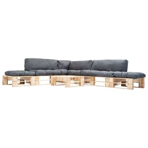 vidaXL 6-delige Loungeset pallet met grijze kussens hout