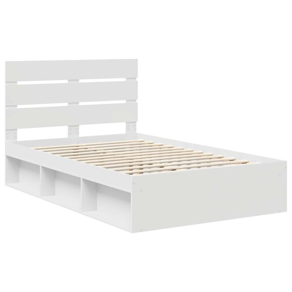 vidaXL Bedframe met hoofdeinde Wit 120 x 200 cm Massief grenenhout
