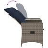 vidaXL Tuinbank 2-zits verstelbaar met tafel poly rattan grijs
