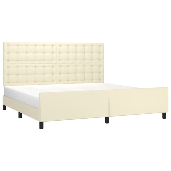 vidaXL Bedframe met hoofdbord kunstleer cr&egrave;mekleurig 200x200 cm