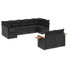 vidaXL 9-delige Loungeset met kussens poly rattan zwart