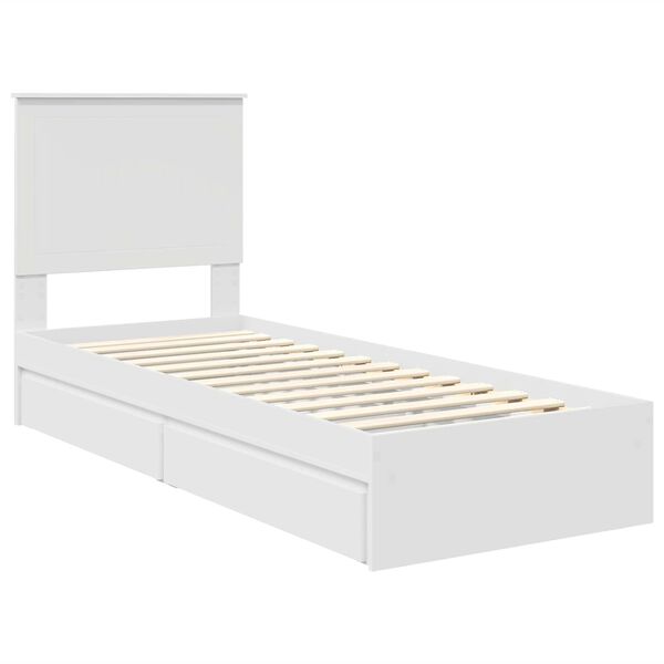 vidaXL Opslag bed met hoofdeinde met lade Wit 75 x 190 cm Bewerkt hout