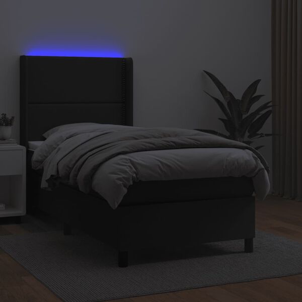 vidaXL Boxspring met matras en LED kunstleer zwart 80x200 cm