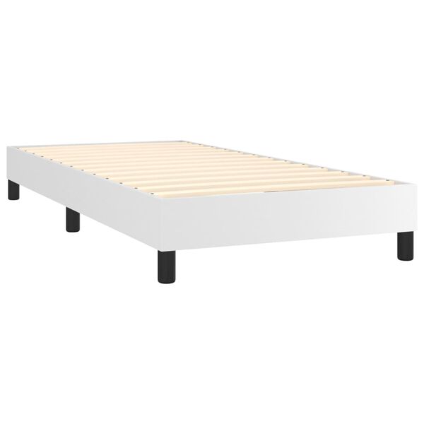 vidaXL Boxspring met matras kunstleer wit 90x200 cm