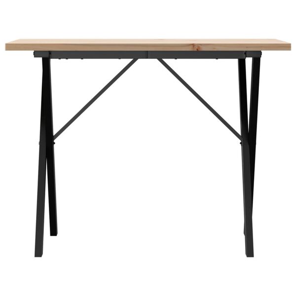 vidaXL Eettafel X-frame 100x50x75,5 cm massief grenenhout en staal