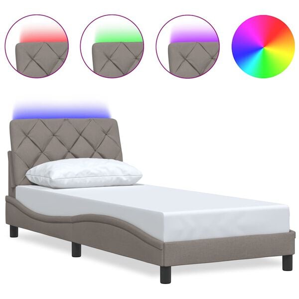 vidaXL Bedframe met LED zonder matras 80x200 cm stof taupe
